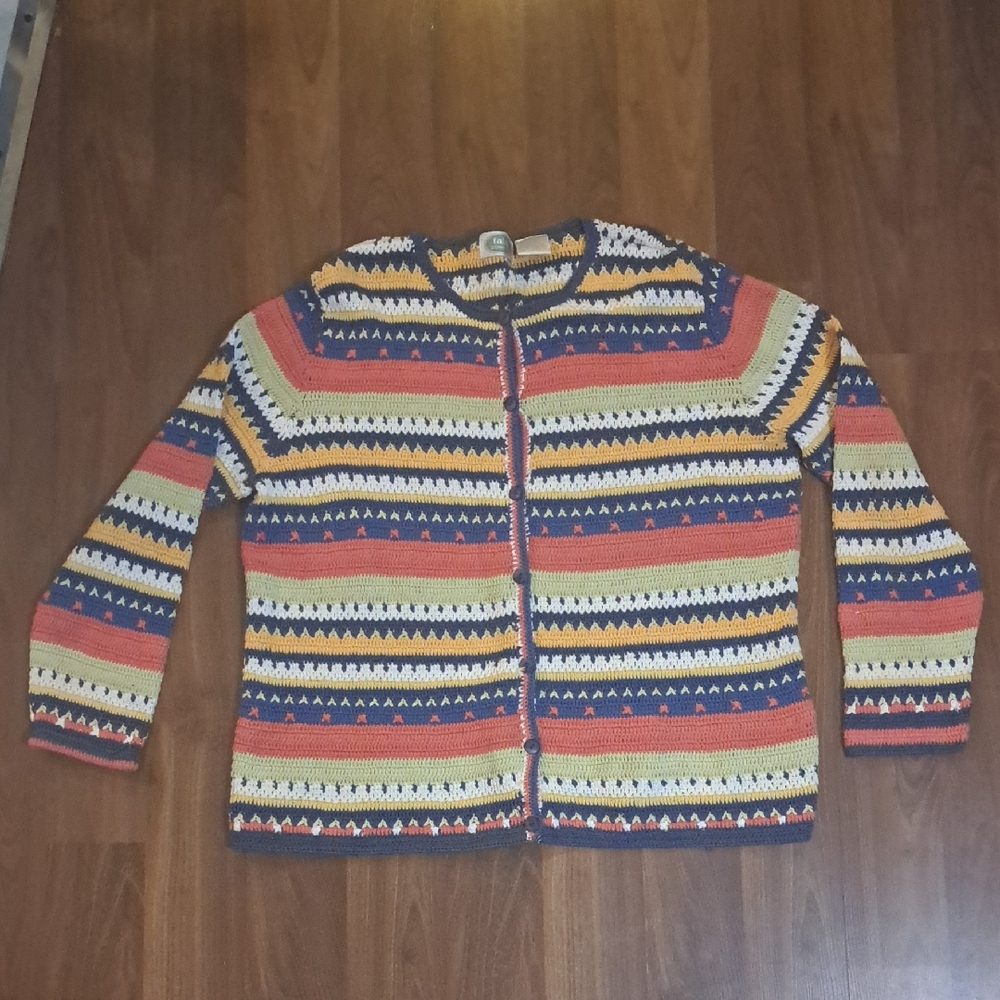 Vintage Tabi Knit Multi-Colourd Button Up Cardigan